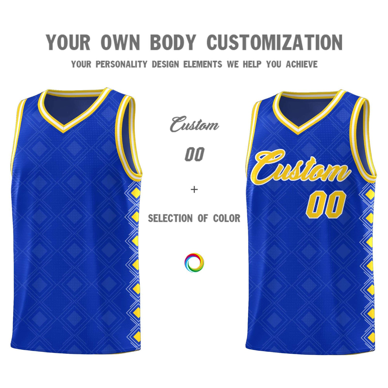 Custom Royal Side Blocks Sports Uniform Basketball Jersey