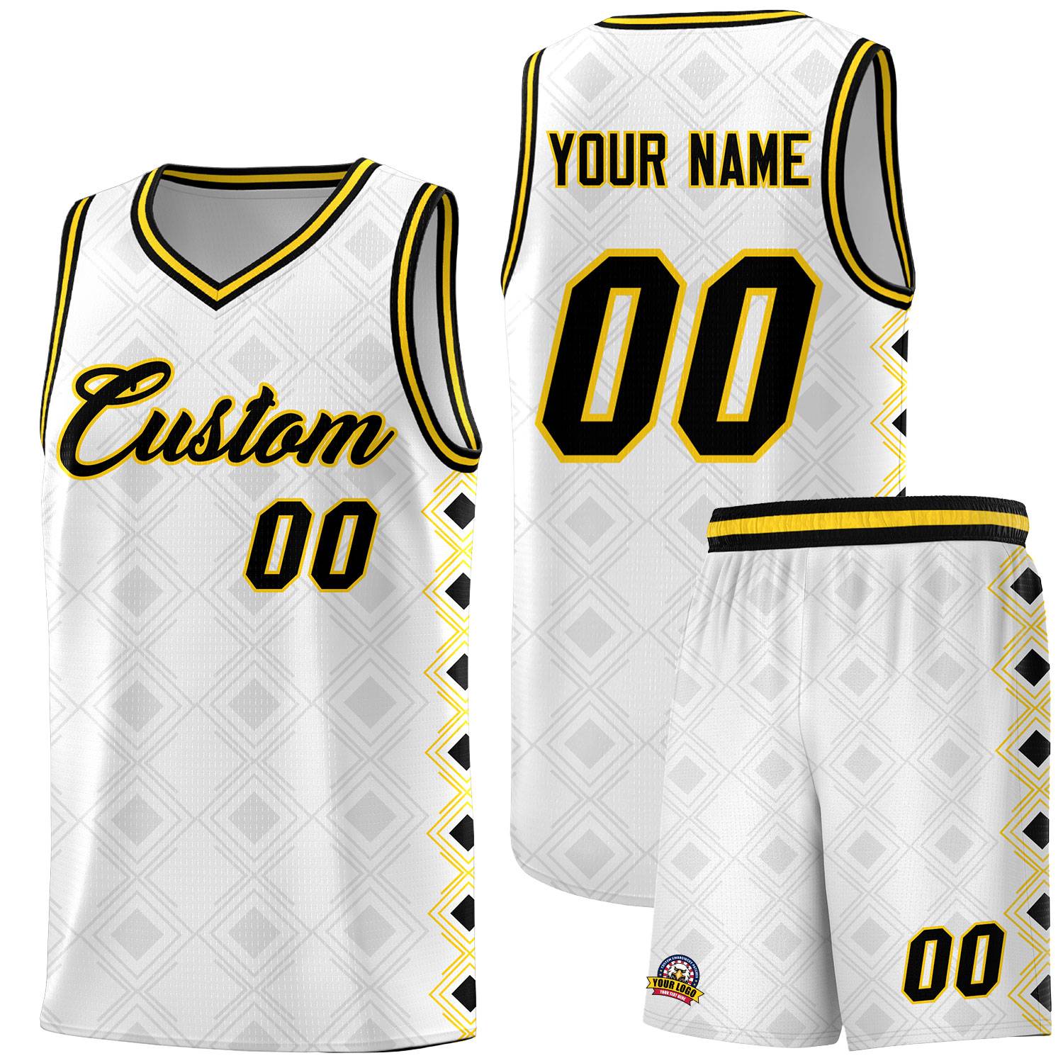 Custom White Side Blocks Sports Uniform Basketball Jersey
