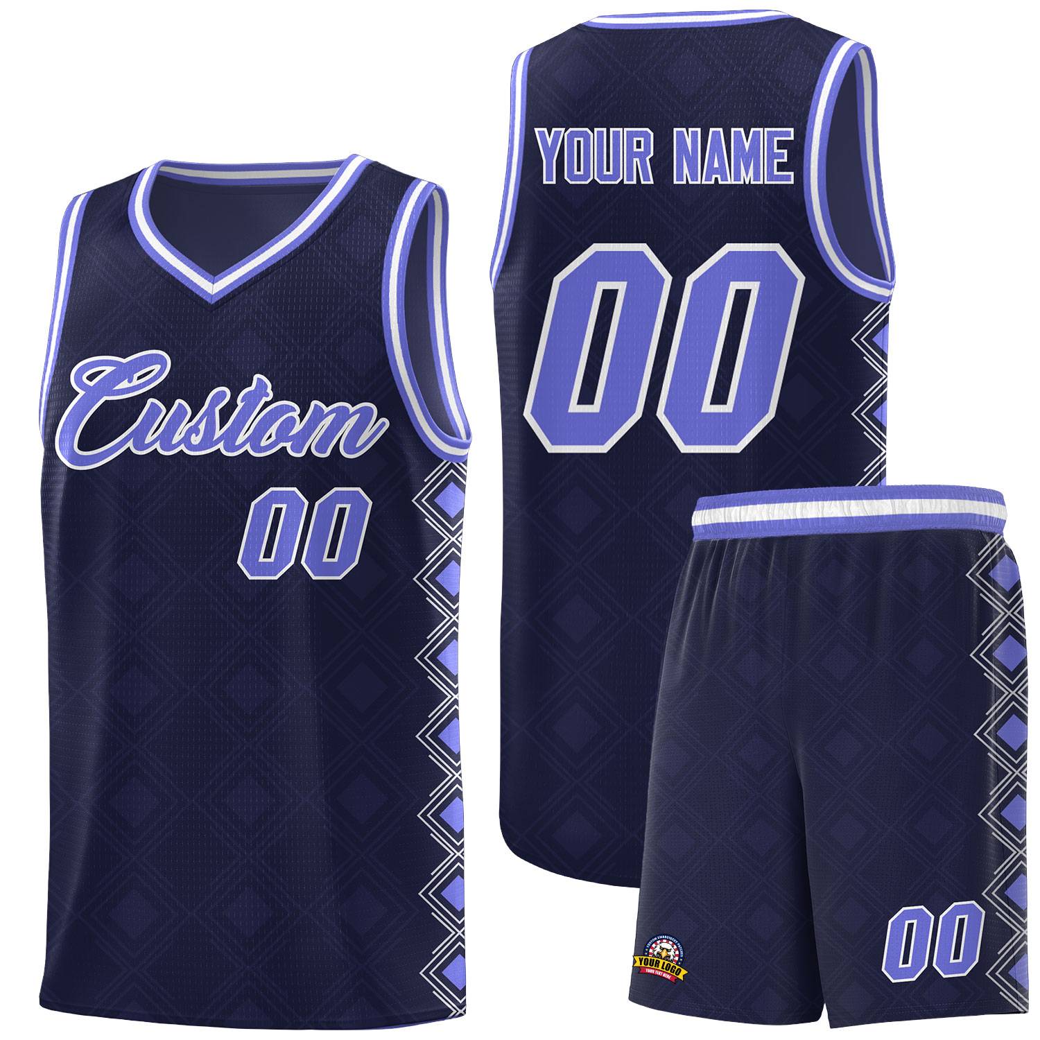 Custom Navy Side Blocks Sports Uniform Basketball Jersey