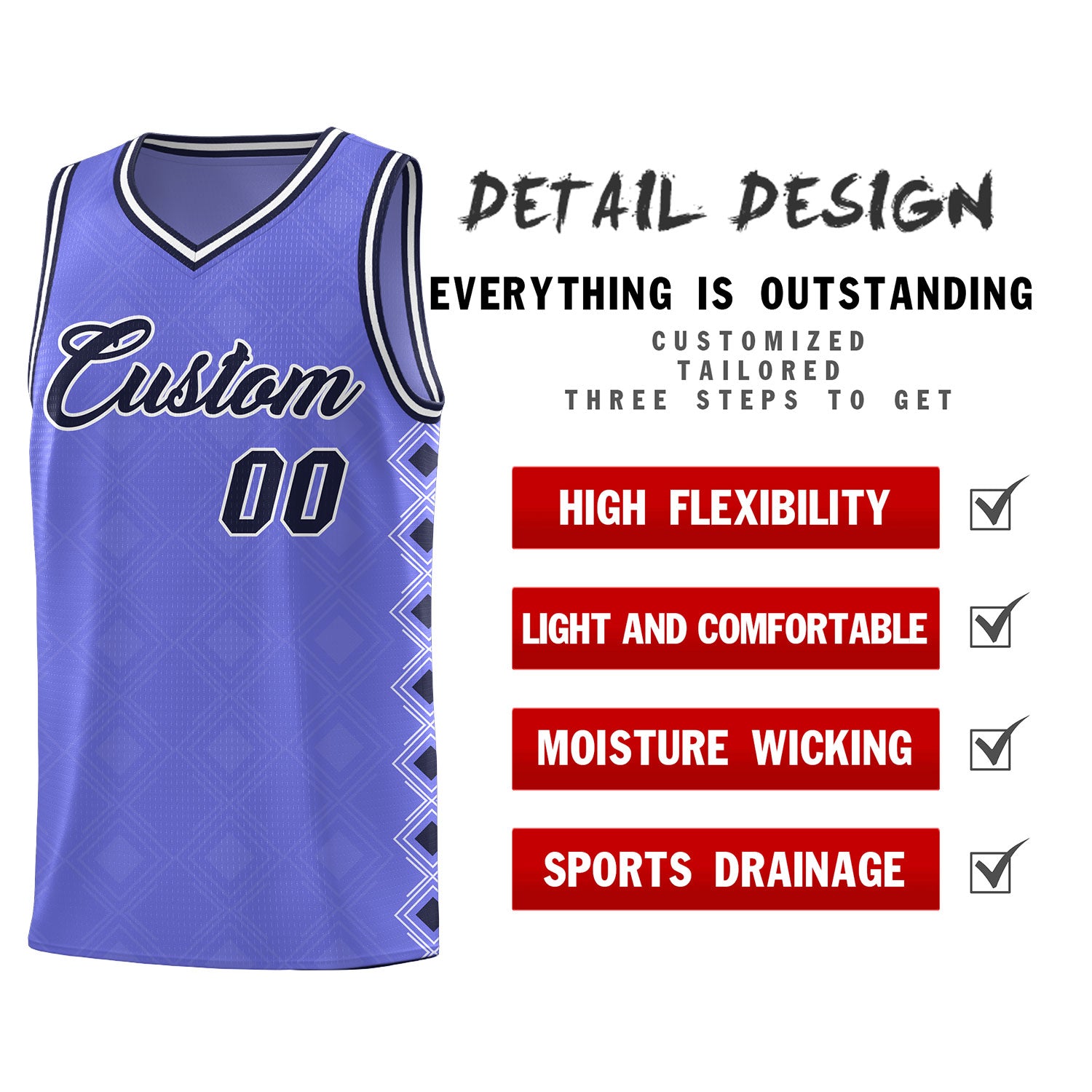 Custom Purple Side Blocks Sports Uniform Basketball Jersey
