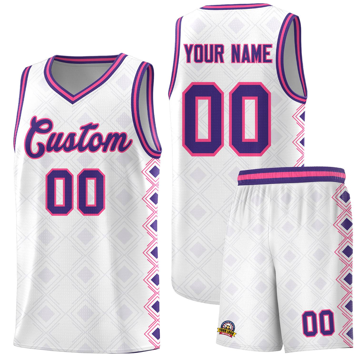 Custom White Side Blocks Sports Uniform Basketball Jersey