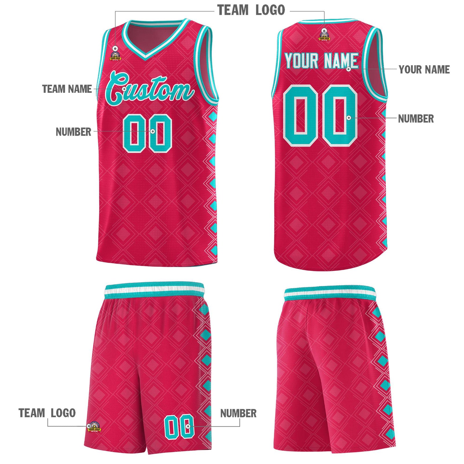 Custom Red Side Blocks Sports Uniform Basketball Jersey