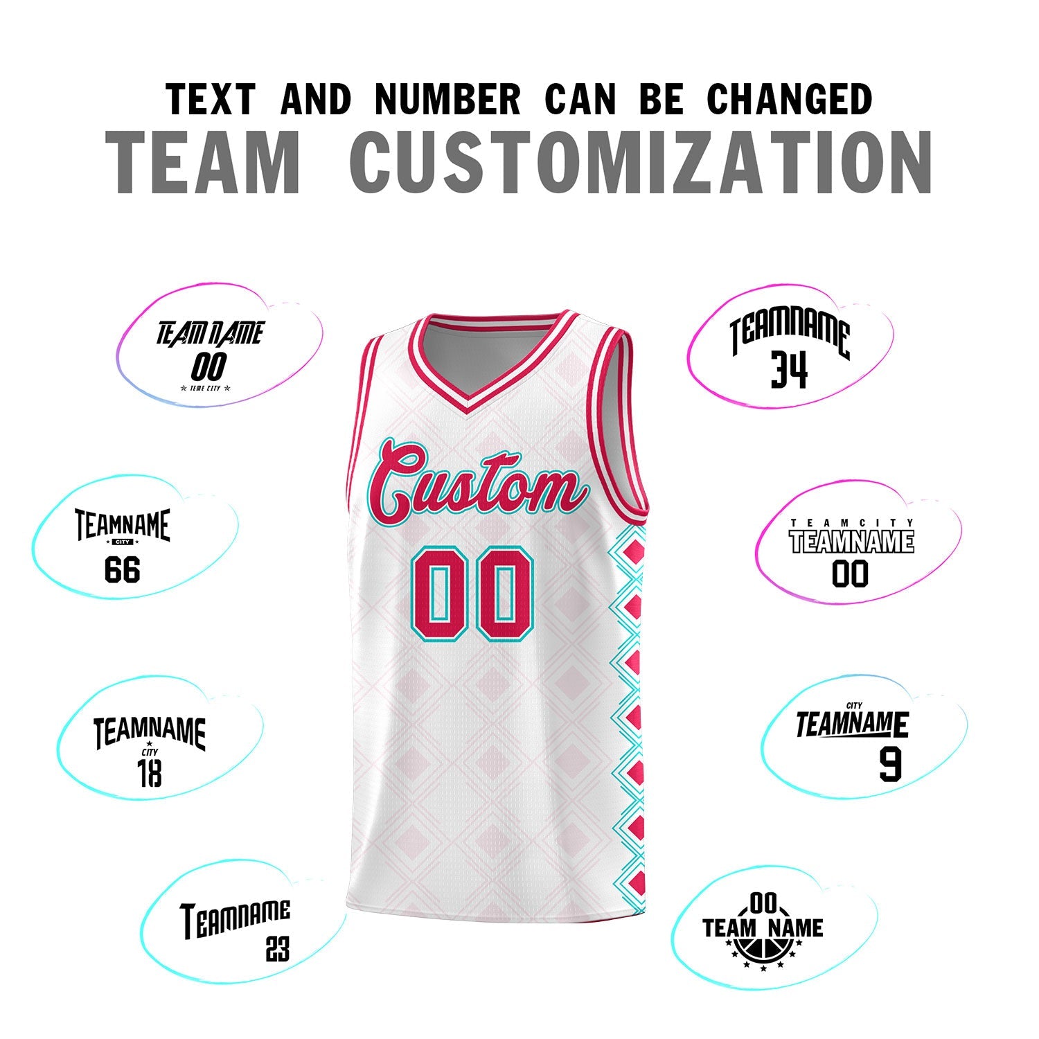Custom White Side Blocks Sports Uniform Basketball Jersey