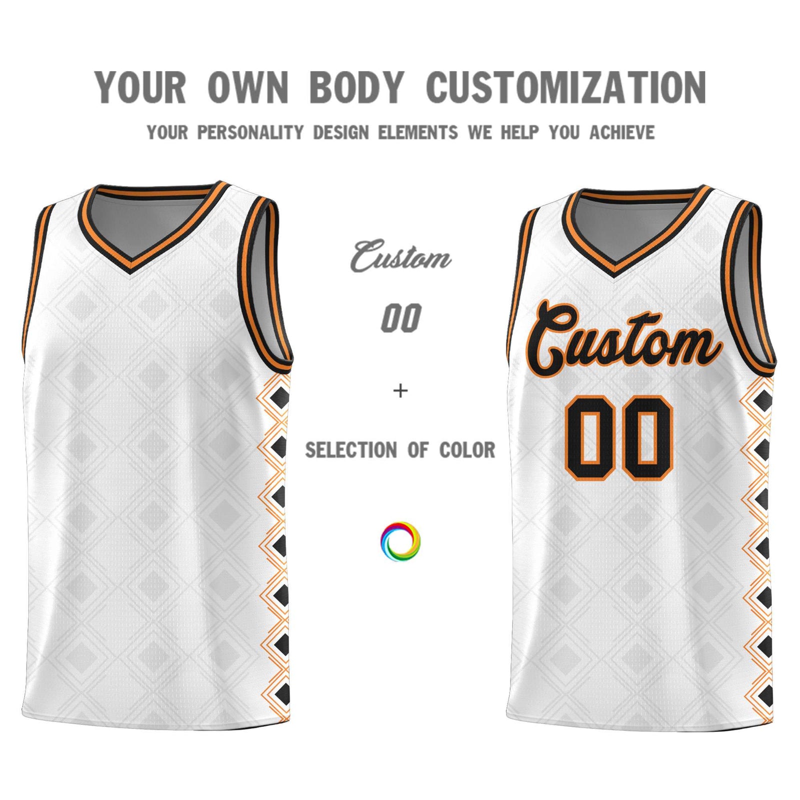 Custom White Side Blocks Sports Uniform Basketball Jersey