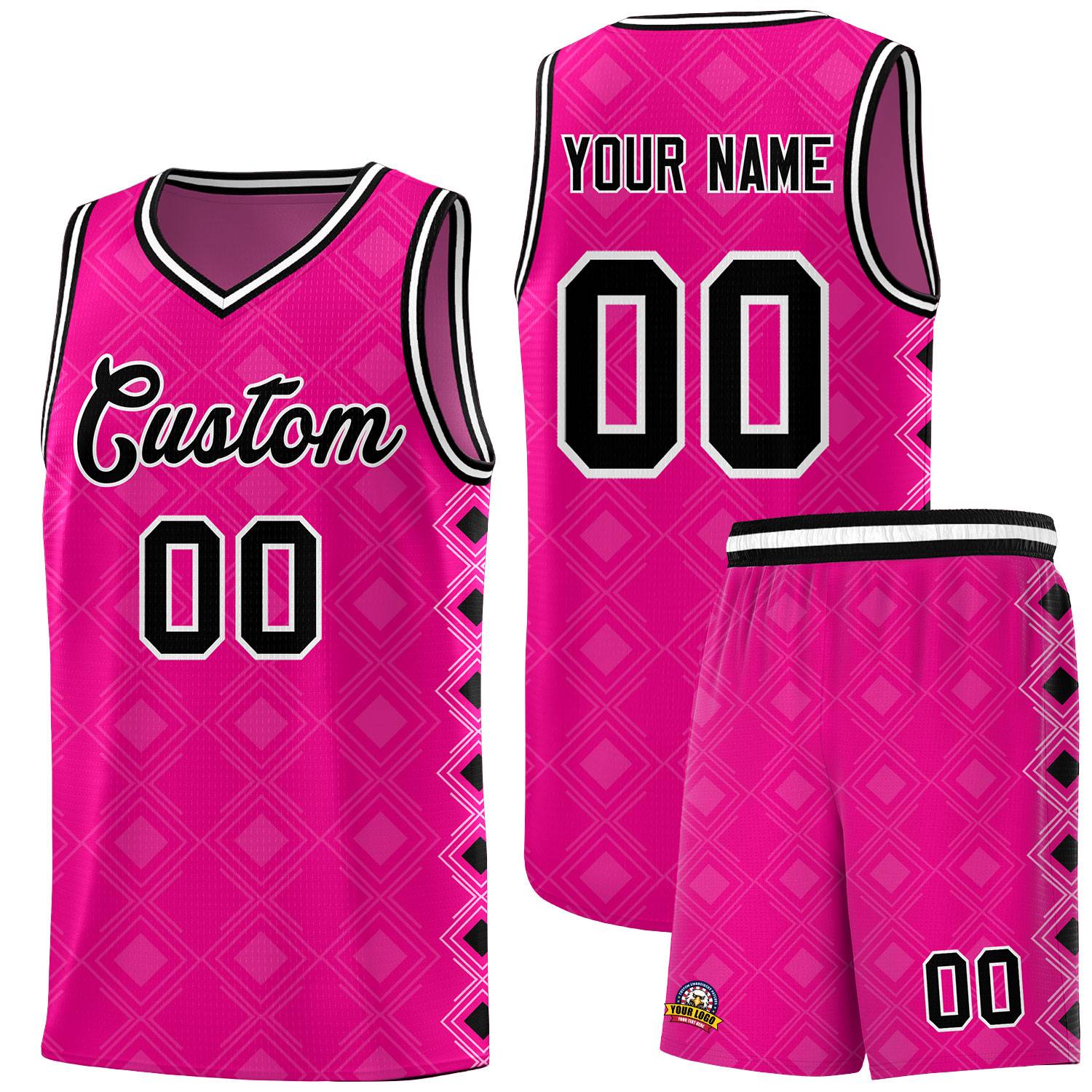 Custom Pink Side Blocks Sports Uniform Basketball Jersey