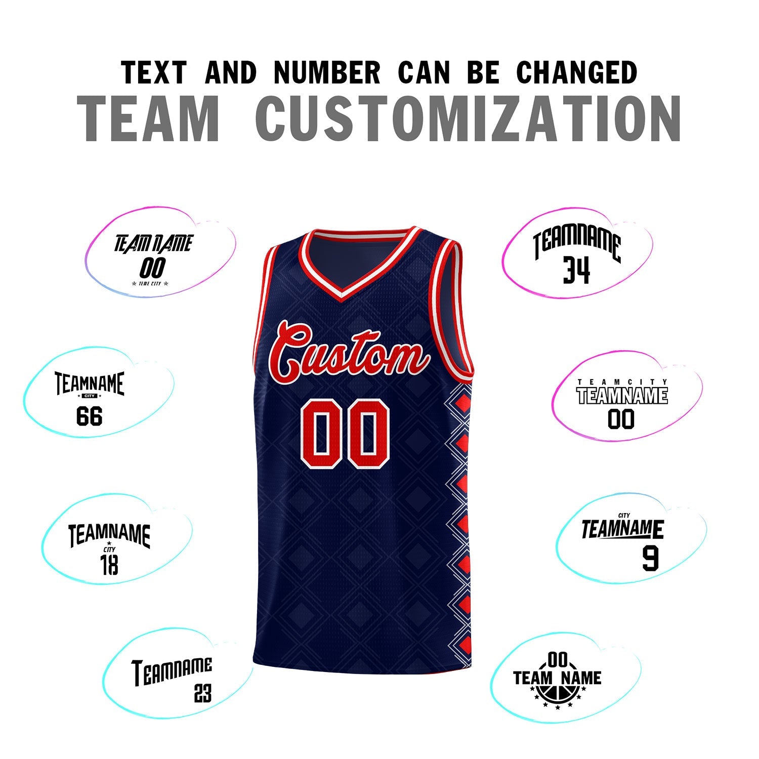 Custom Navy Side Blocks Sports Uniform Basketball Jersey