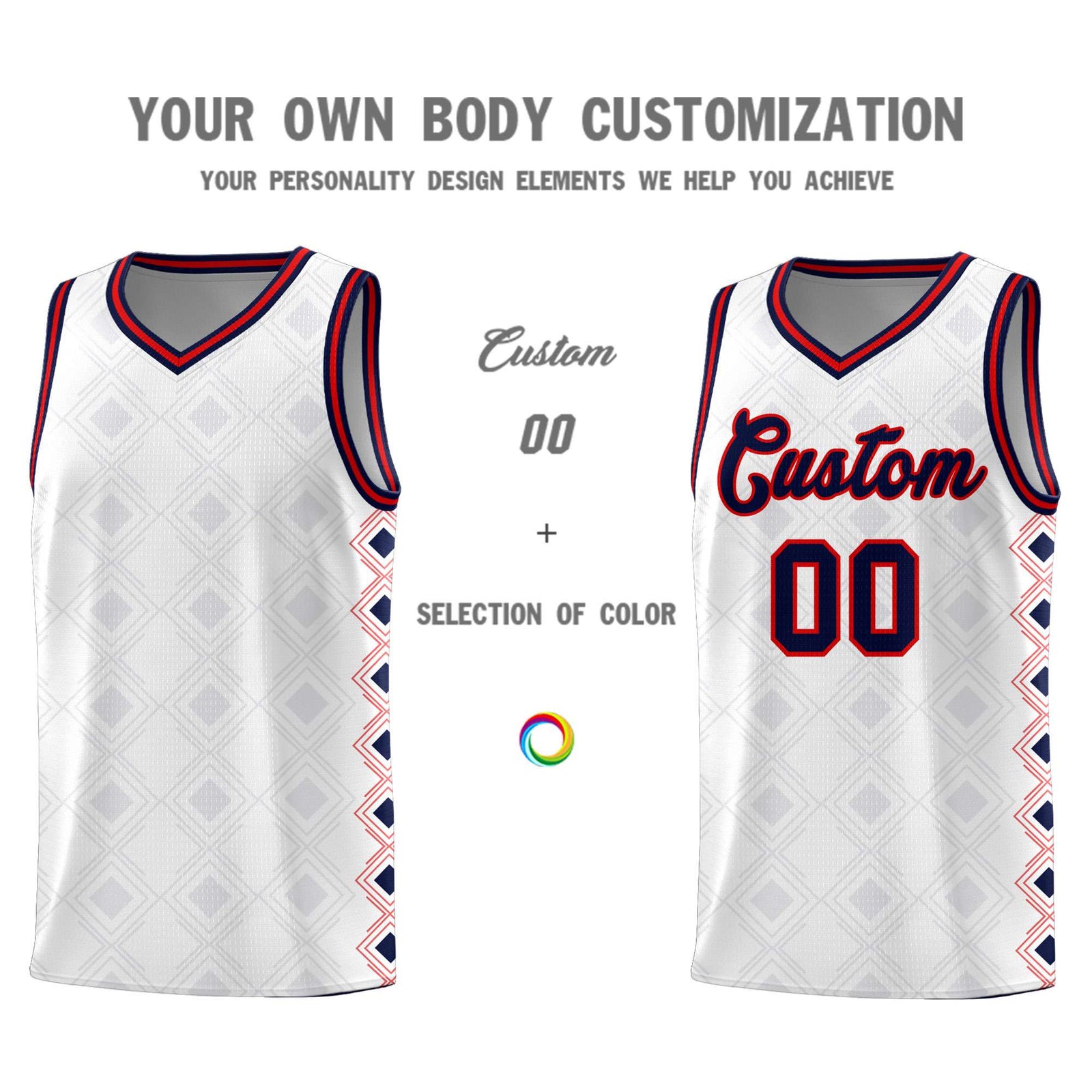Custom White Side Blocks Sports Uniform Basketball Jersey