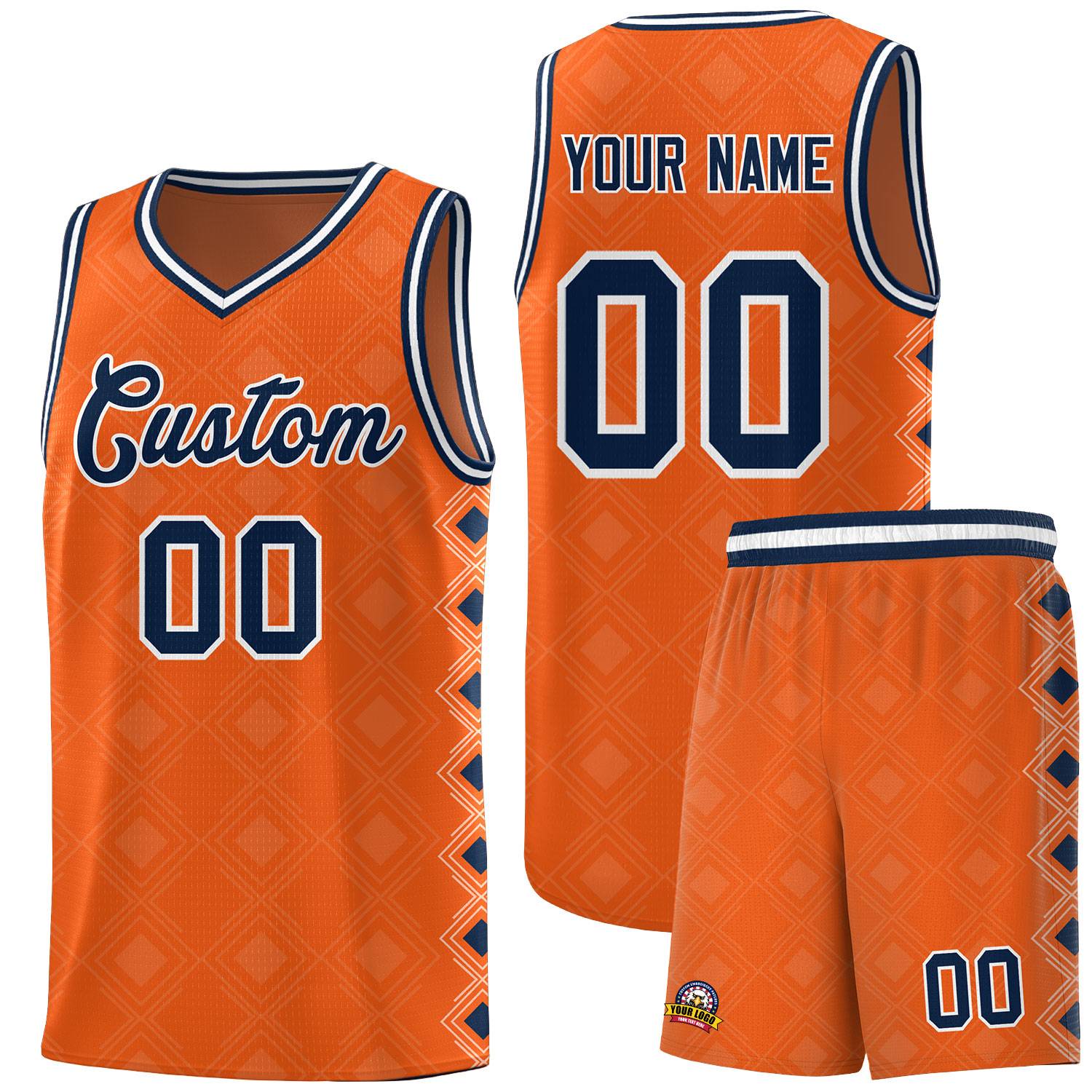 Custom Orange Side Blocks Sports Uniform Basketball Jersey