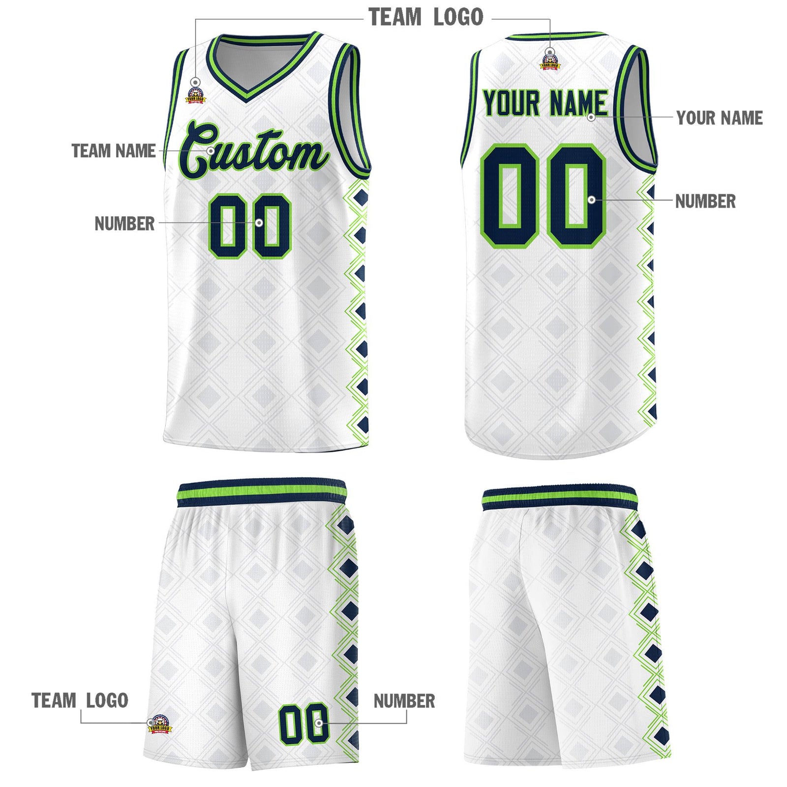 Custom White Side Blocks Sports Uniform Basketball Jersey
