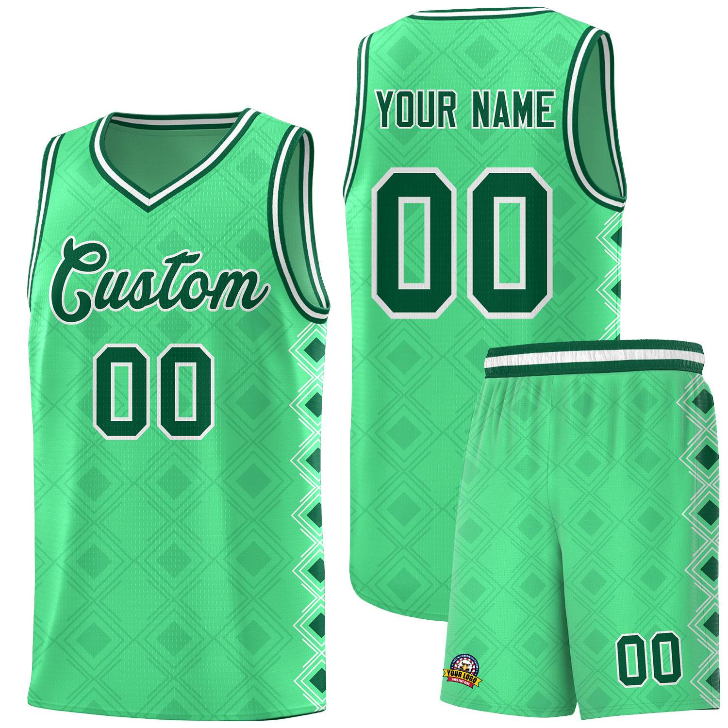 Custom Bright Green Side Blocks Sports Uniform Basketball Jersey