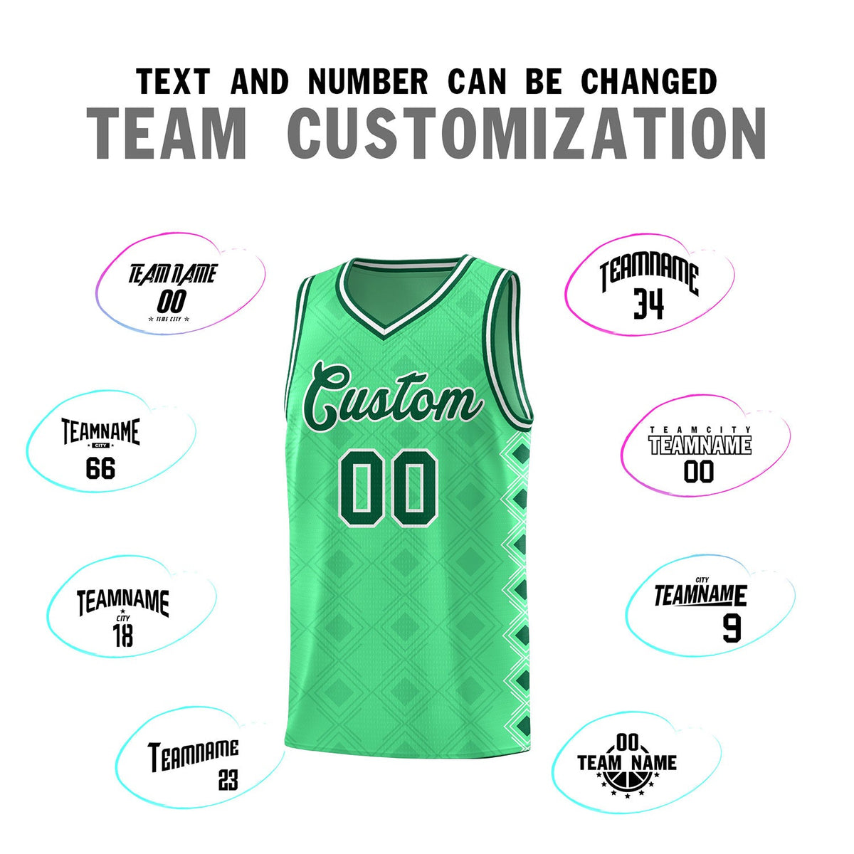 Custom Bright Green Side Blocks Sports Uniform Basketball Jersey