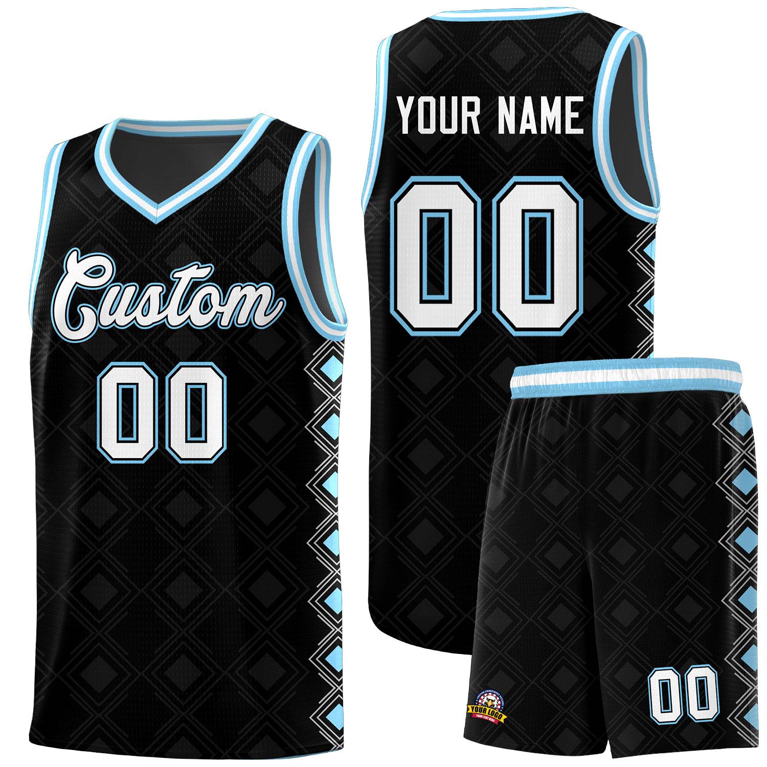 Custom Black Side Blocks Sports Uniform Basketball Jersey