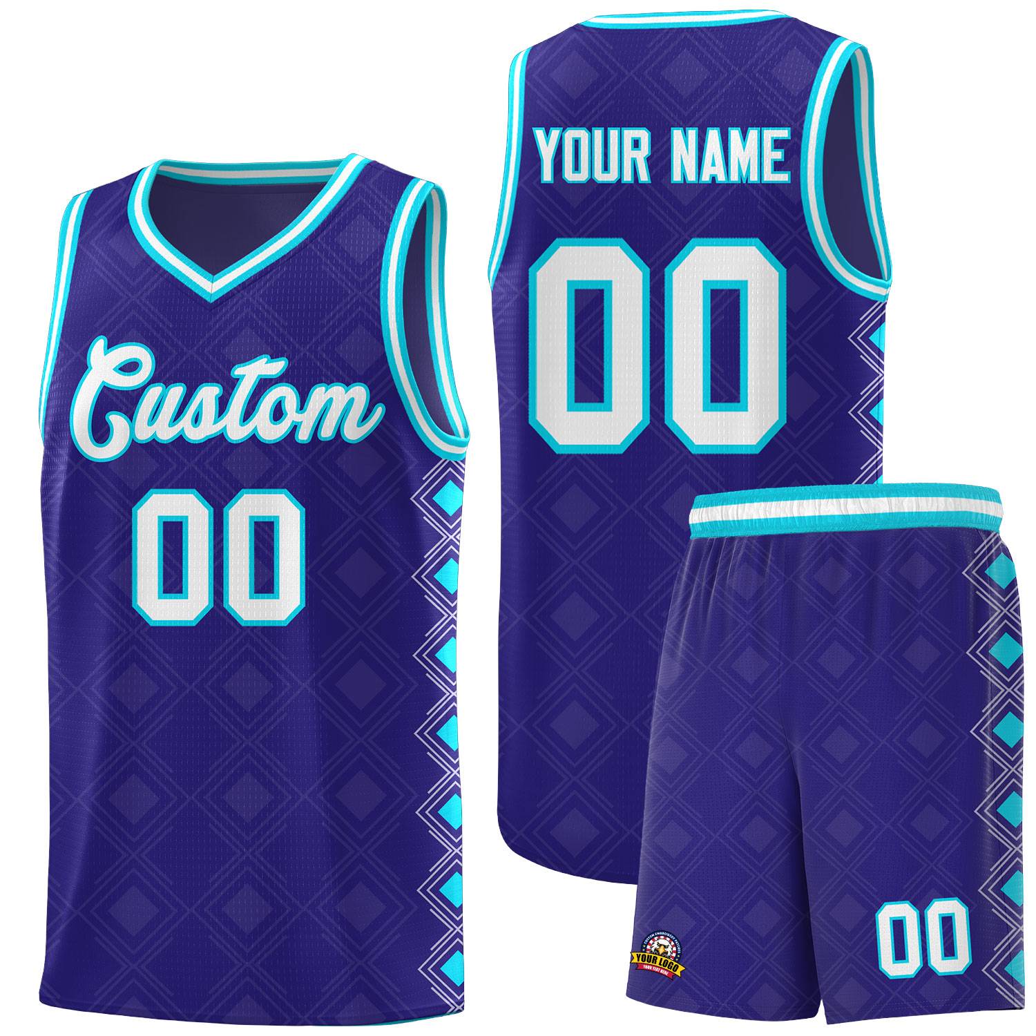 Custom Royal Side Blocks Sports Uniform Basketball Jersey