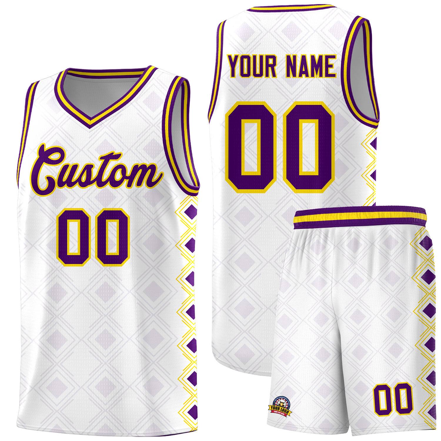 Custom White Side Blocks Sports Uniform Basketball Jersey