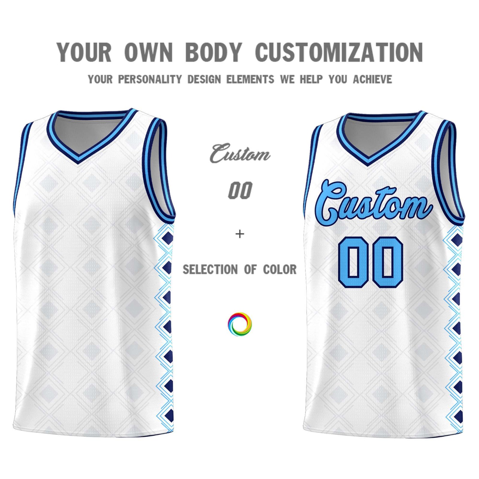 Custom White Side Blocks Sports Uniform Basketball Jersey
