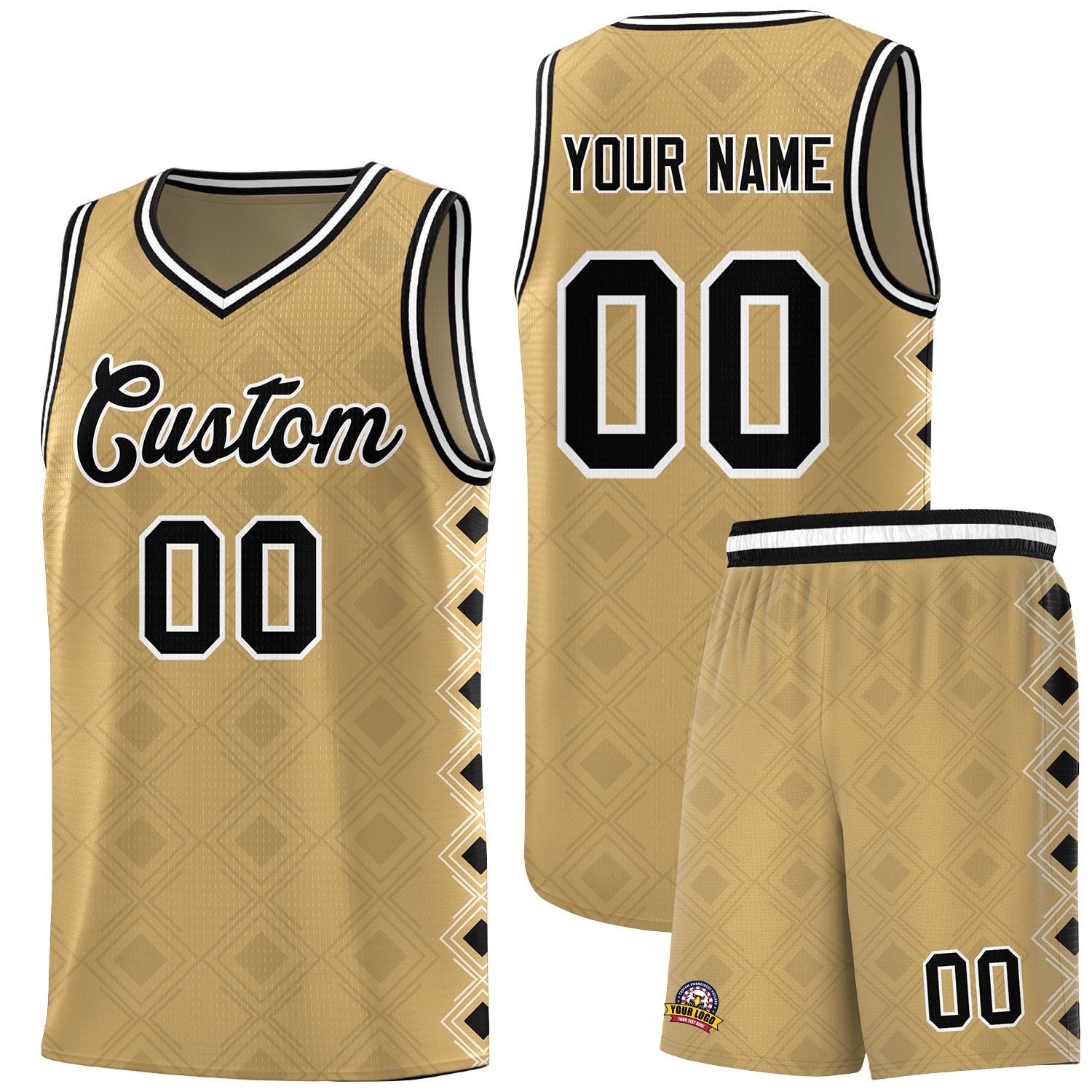 Custom Old Gold Side Blocks Sports Uniform Basketball Jersey