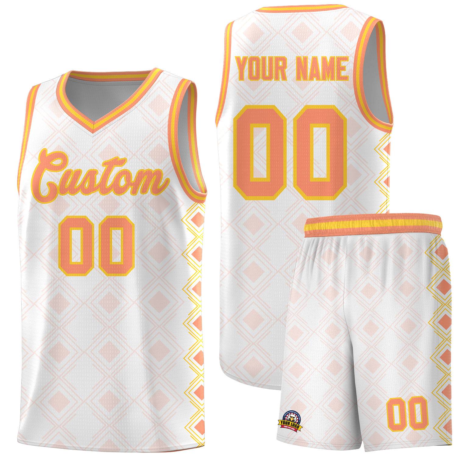 Custom White Side Blocks Sports Uniform Basketball Jersey