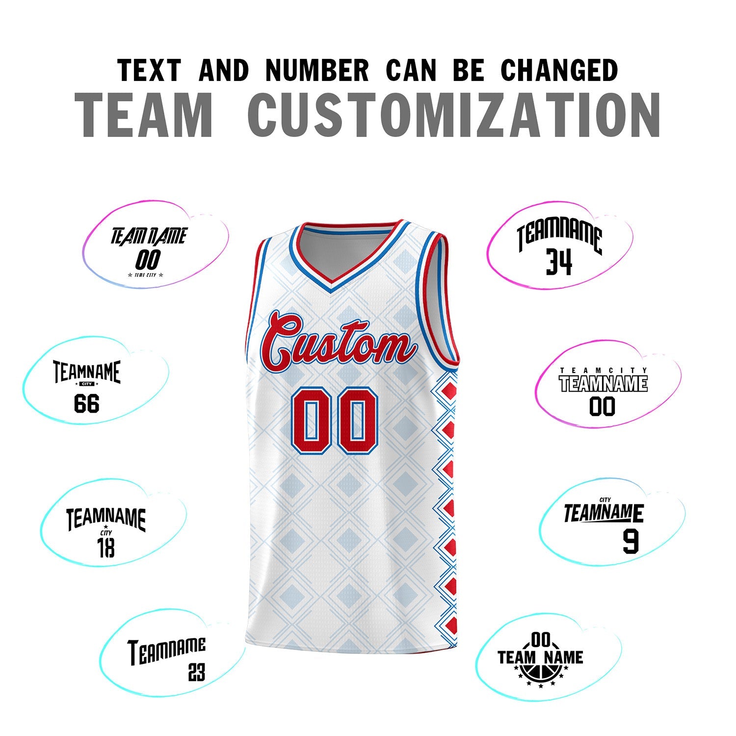 Custom White Side Blocks Sports Uniform Basketball Jersey