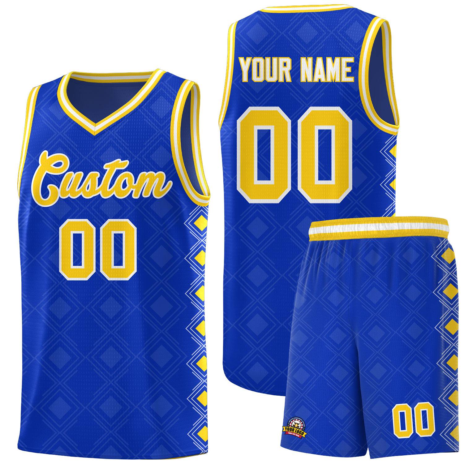 Custom Royal Side Blocks Sports Uniform Basketball Jersey