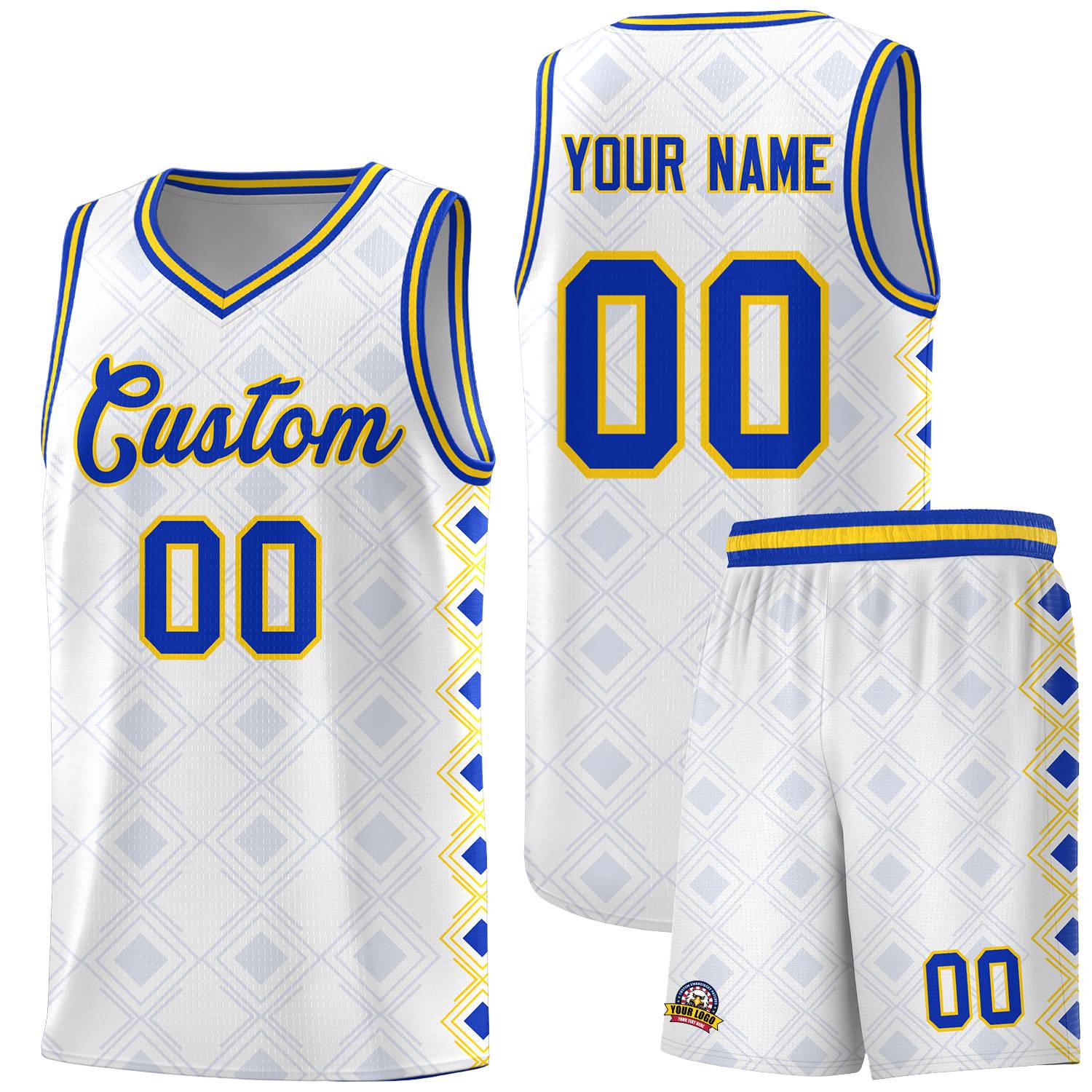 Custom White Side Blocks Sports Uniform Basketball Jersey