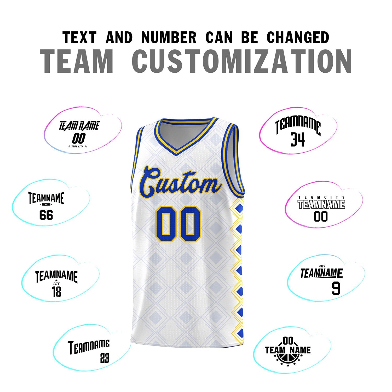 Custom White Side Blocks Sports Uniform Basketball Jersey