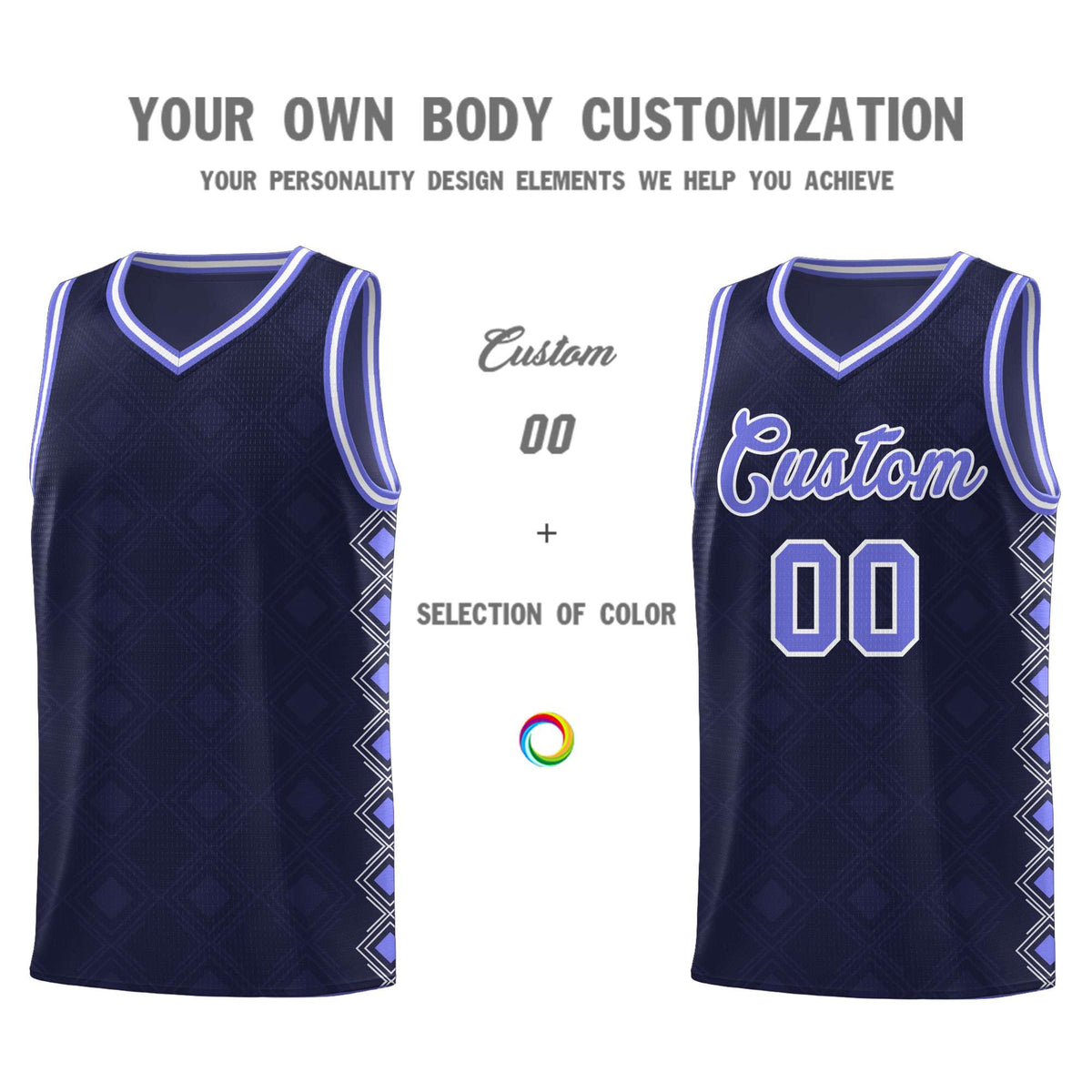 Custom Navy Side Blocks Sports Uniform Basketball Jersey