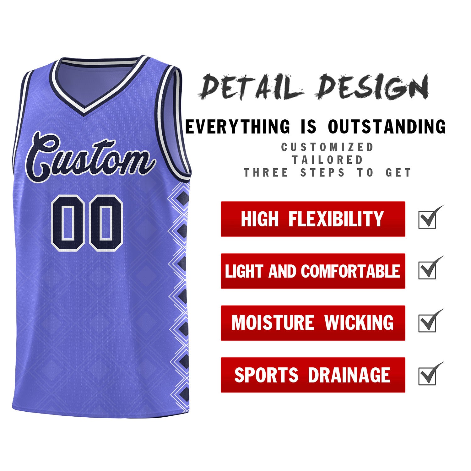 Custom Purple Side Blocks Sports Uniform Basketball Jersey