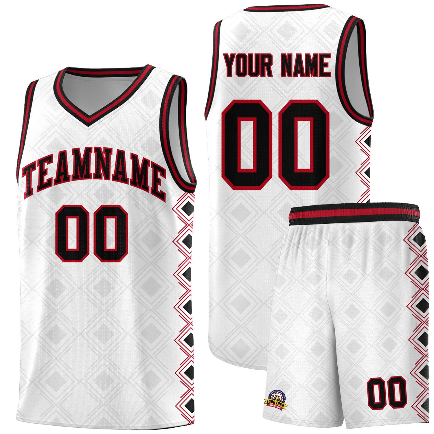Custom White Side Blocks Sports Uniform Basketball Jersey