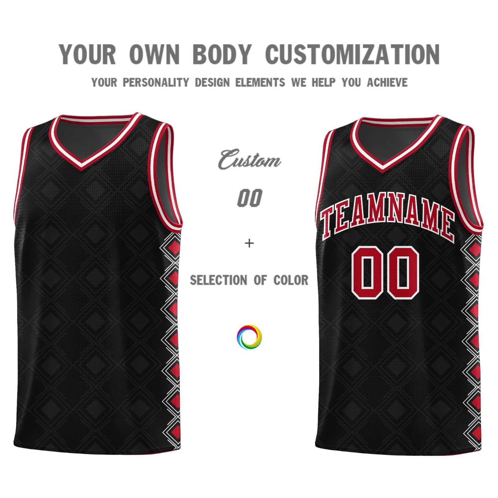 Custom Black Side Blocks Sports Uniform Basketball Jersey