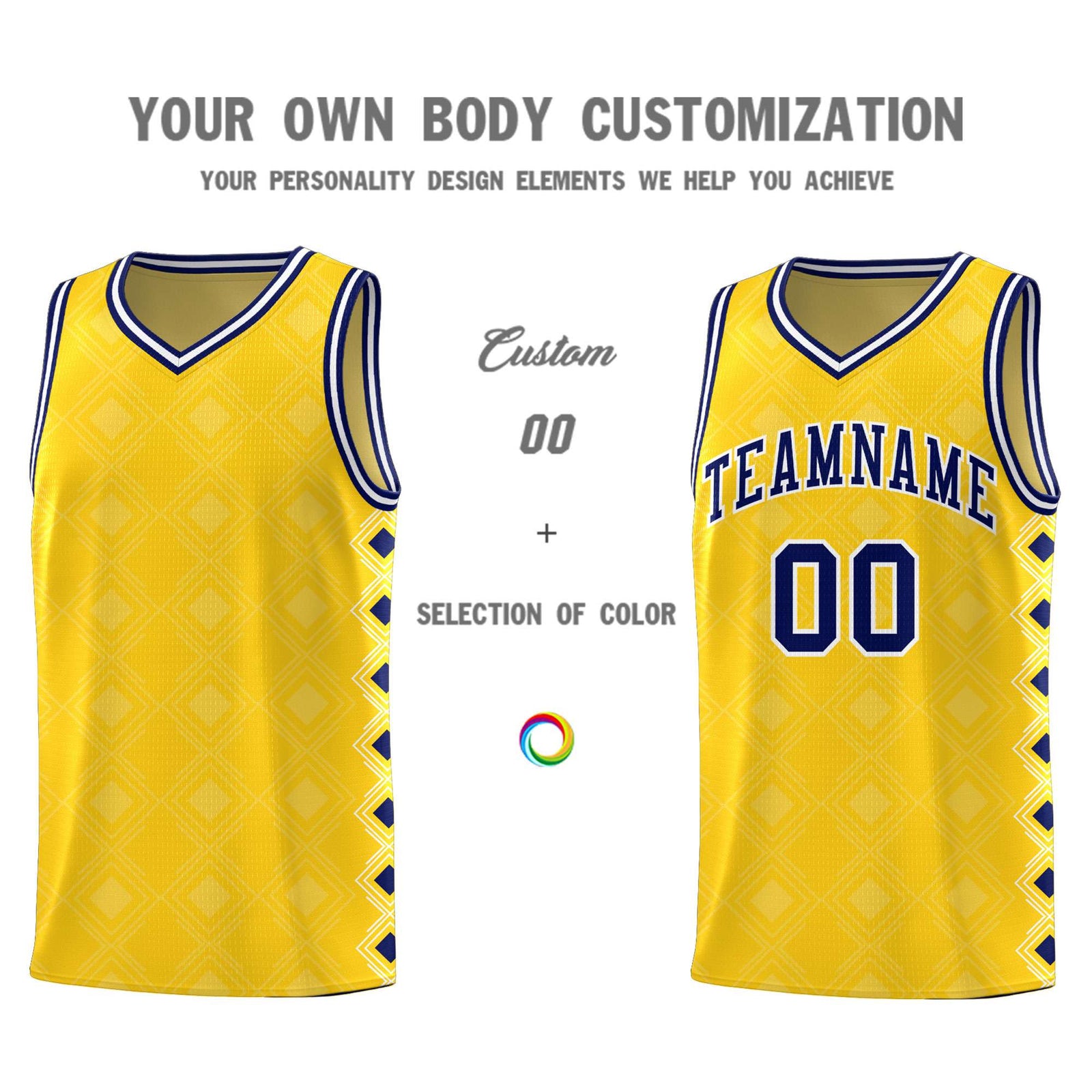 Custom Gold Side Blocks Sports Uniform Basketball Jersey