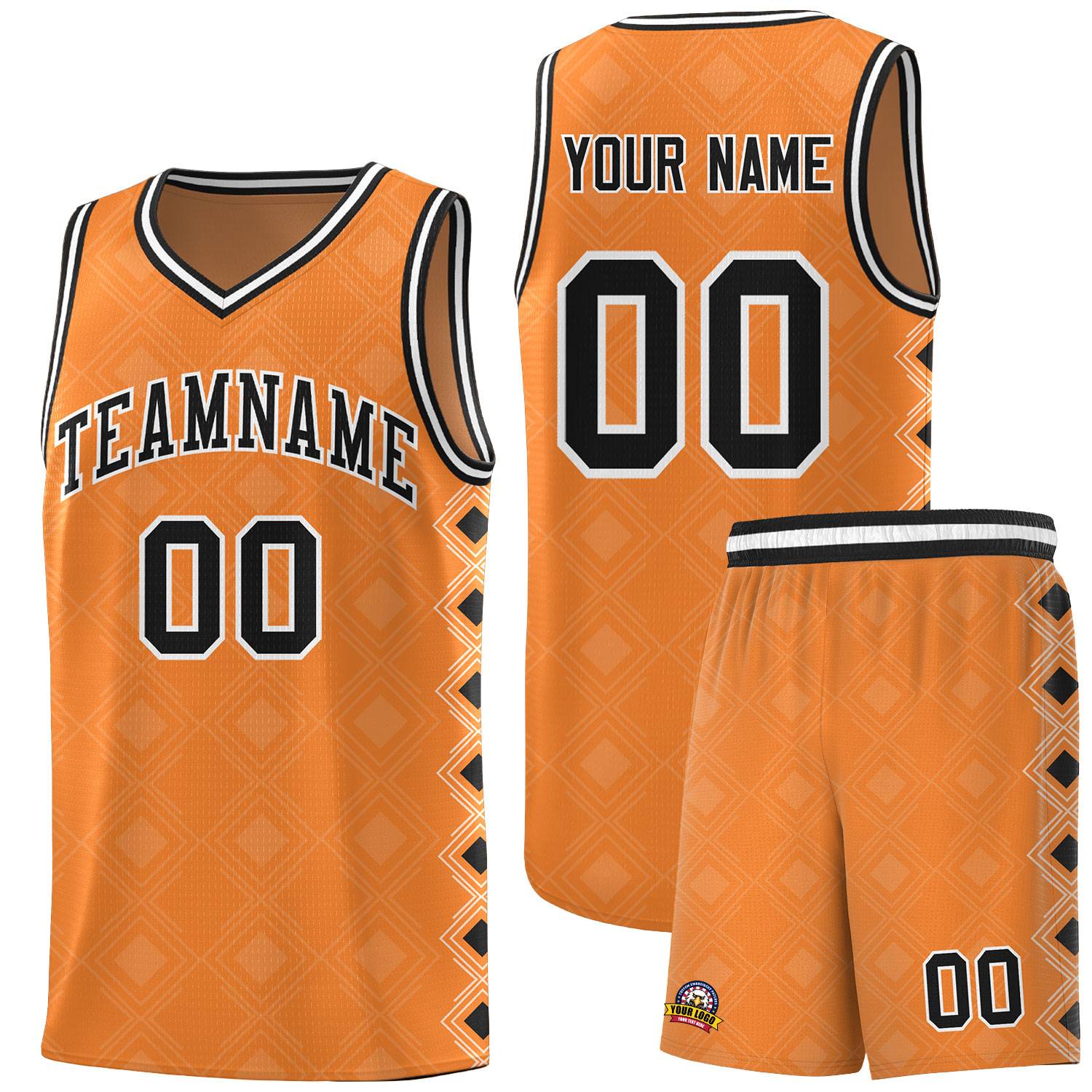 Custom Gold Orange Side Blocks Sports Uniform Basketball Jersey