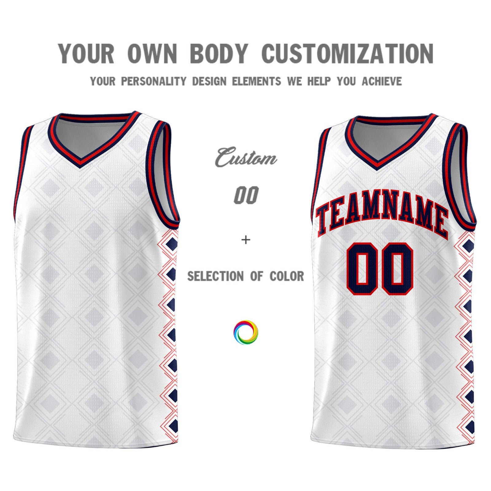Custom White Side Blocks Sports Uniform Basketball Jersey