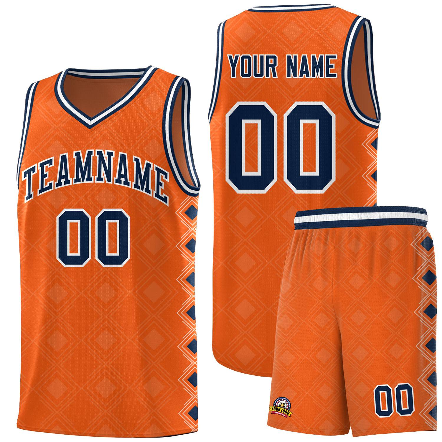 Custom Orange Side Blocks Sports Uniform Basketball Jersey
