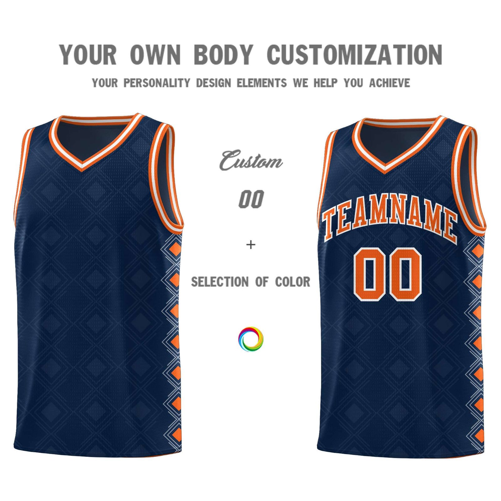 Custom Navy Side Blocks Sports Uniform Basketball Jersey