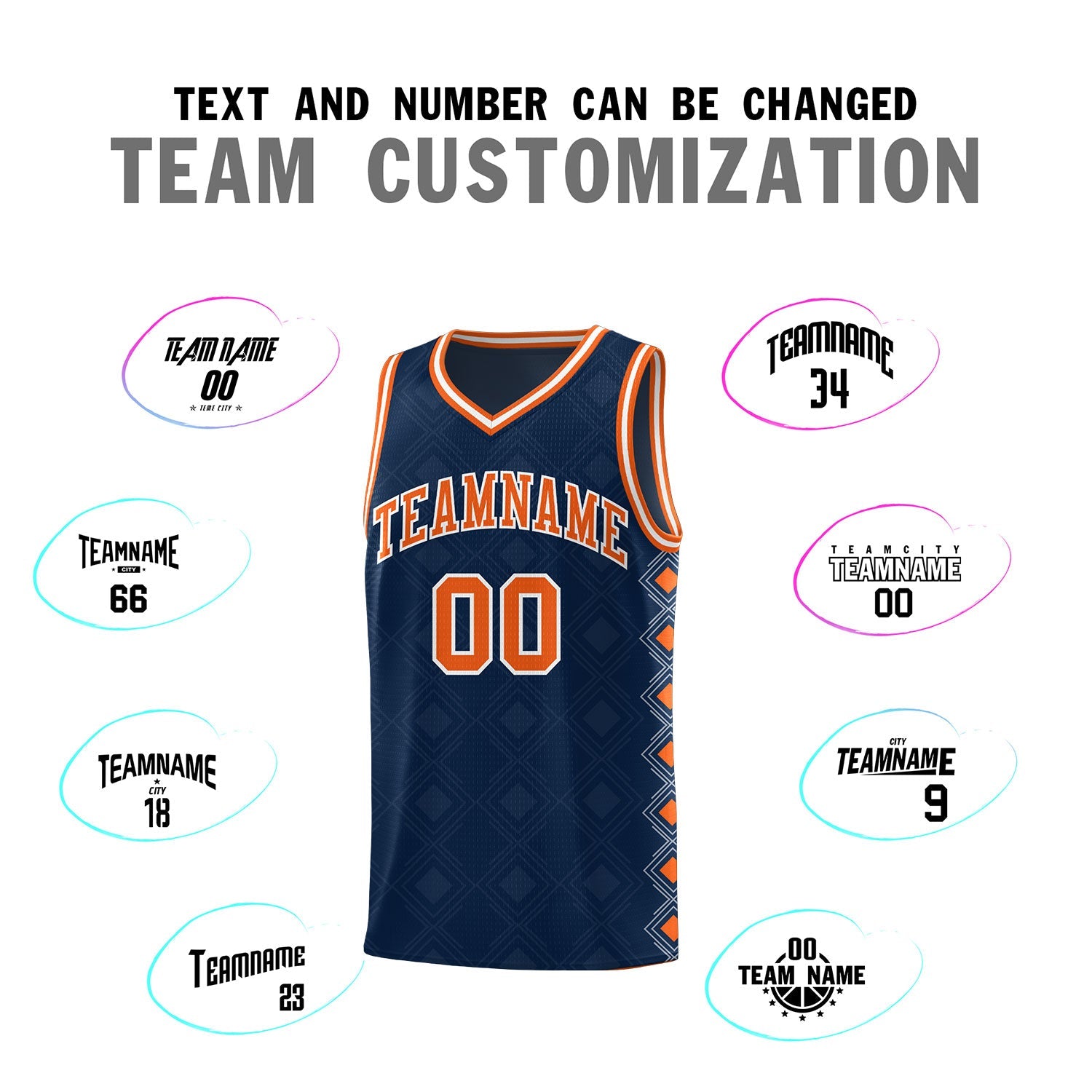 Custom Navy Side Blocks Sports Uniform Basketball Jersey