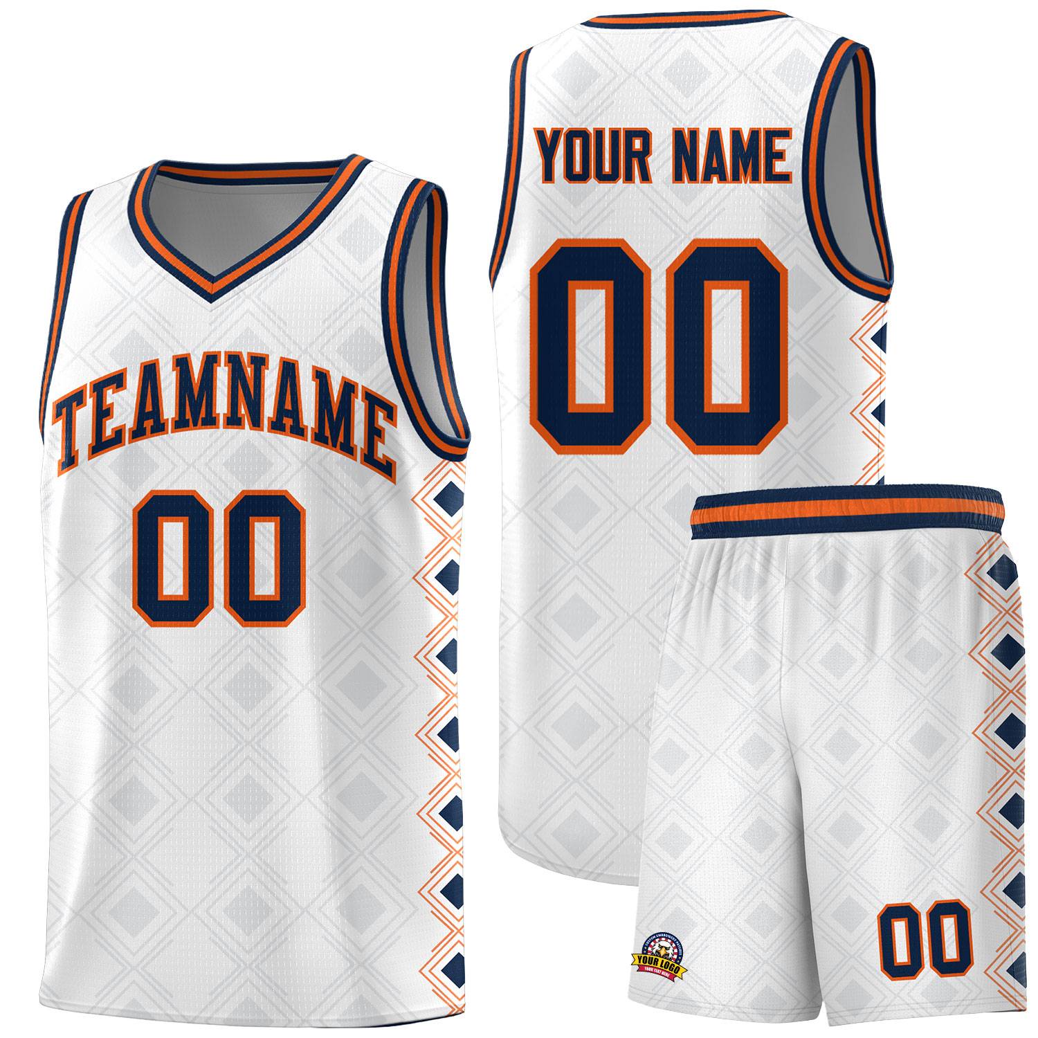 Custom White Side Blocks Sports Uniform Basketball Jersey