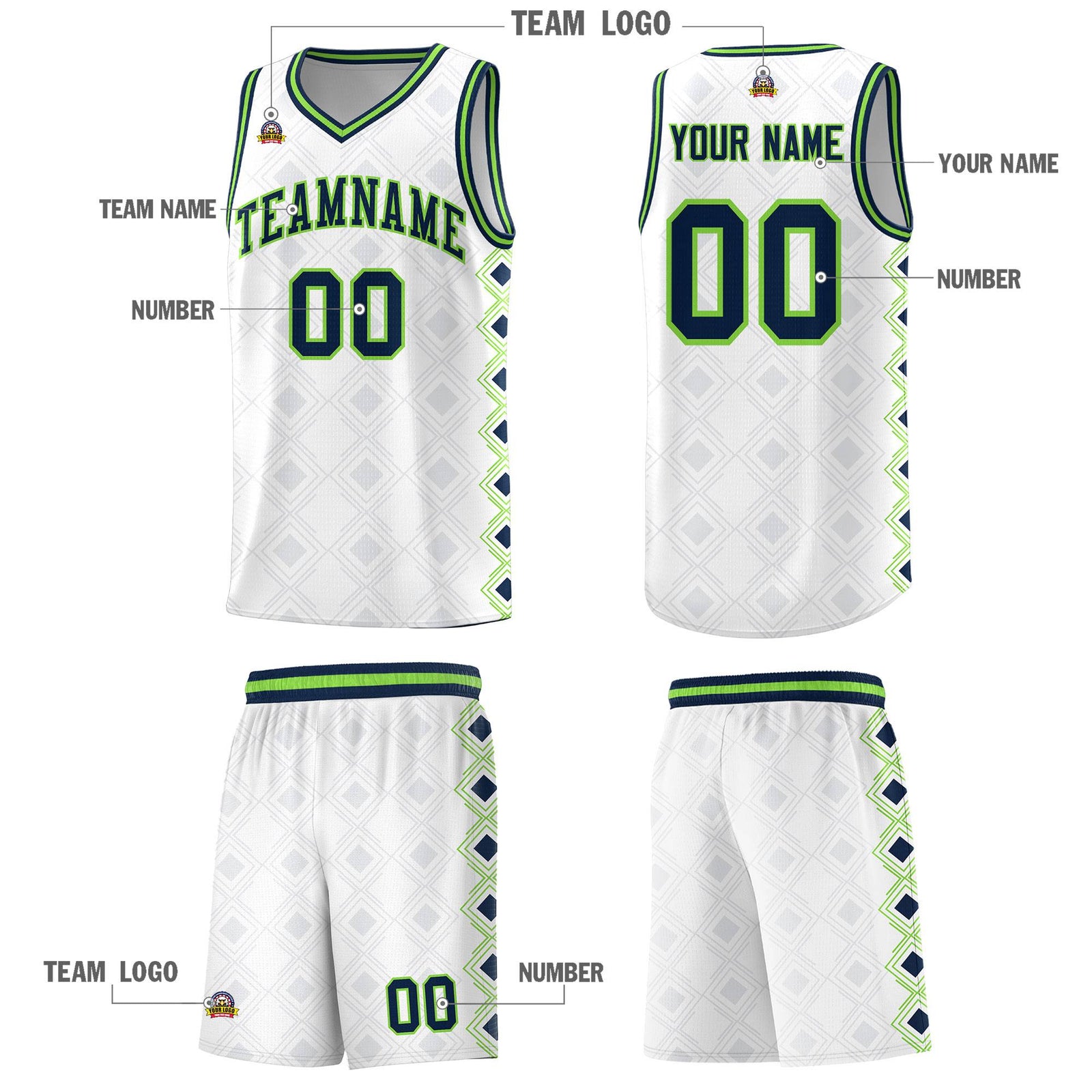 Custom White Side Blocks Sports Uniform Basketball Jersey