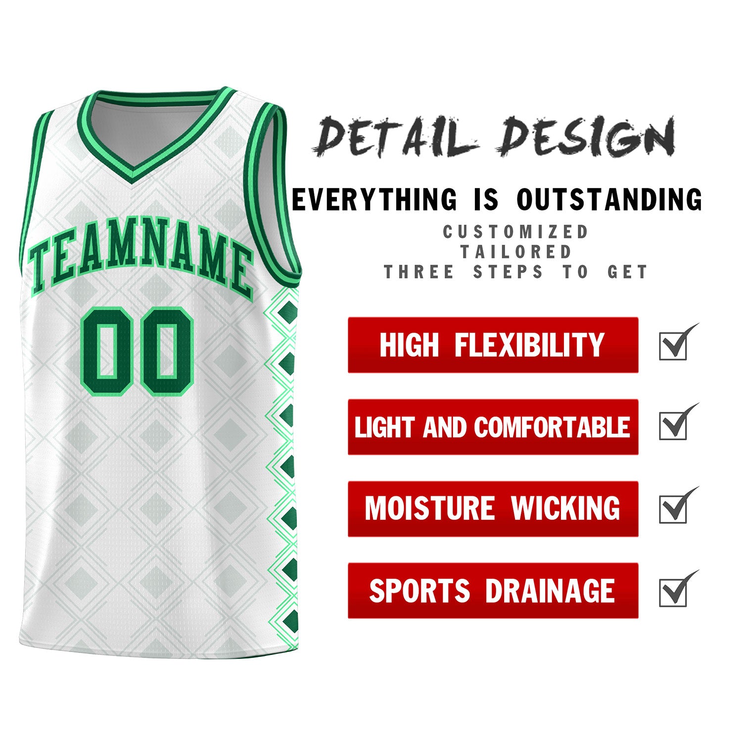 Custom White Side Blocks Sports Uniform Basketball Jersey
