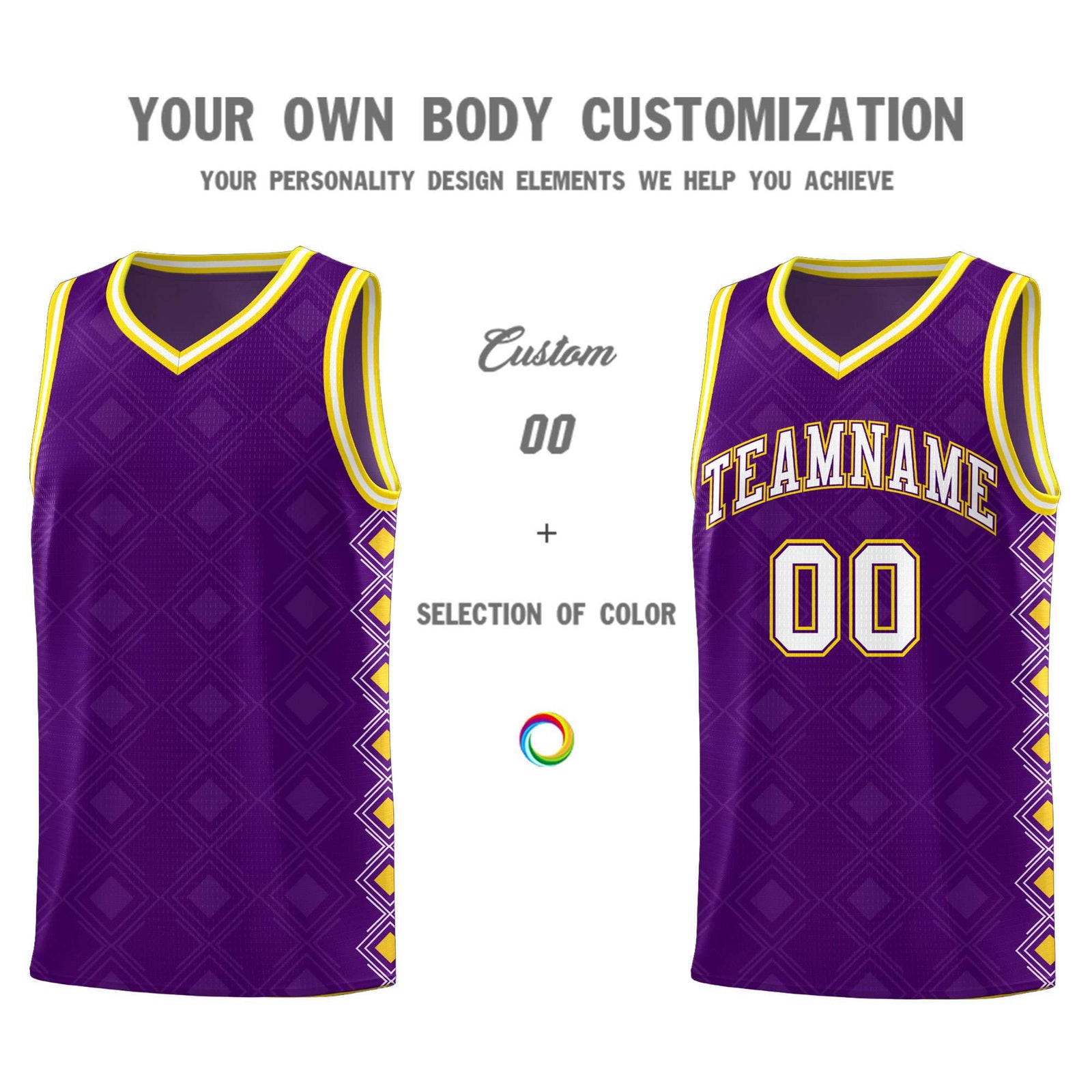 Custom Purple Side Blocks Sports Uniform Basketball Jersey