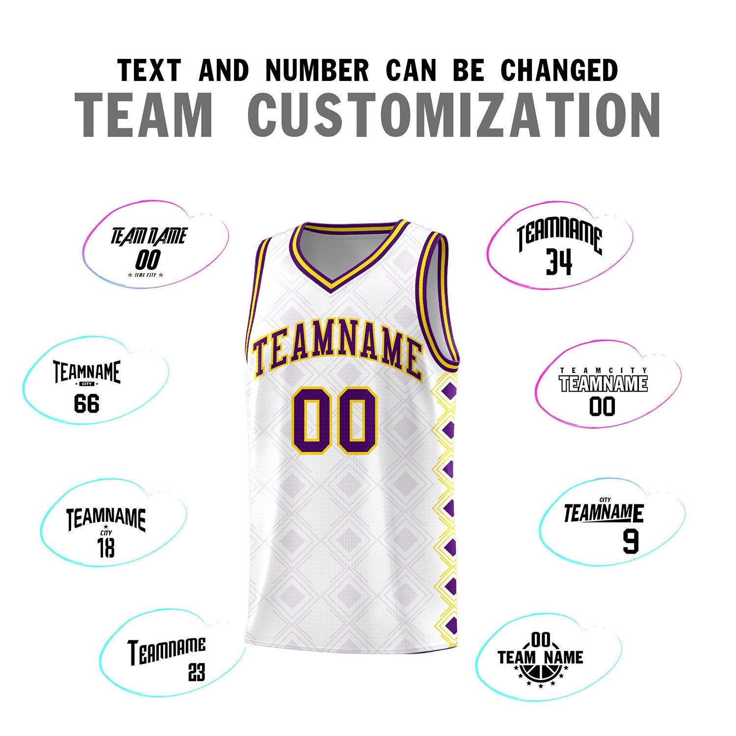 Custom White Side Blocks Sports Uniform Basketball Jersey