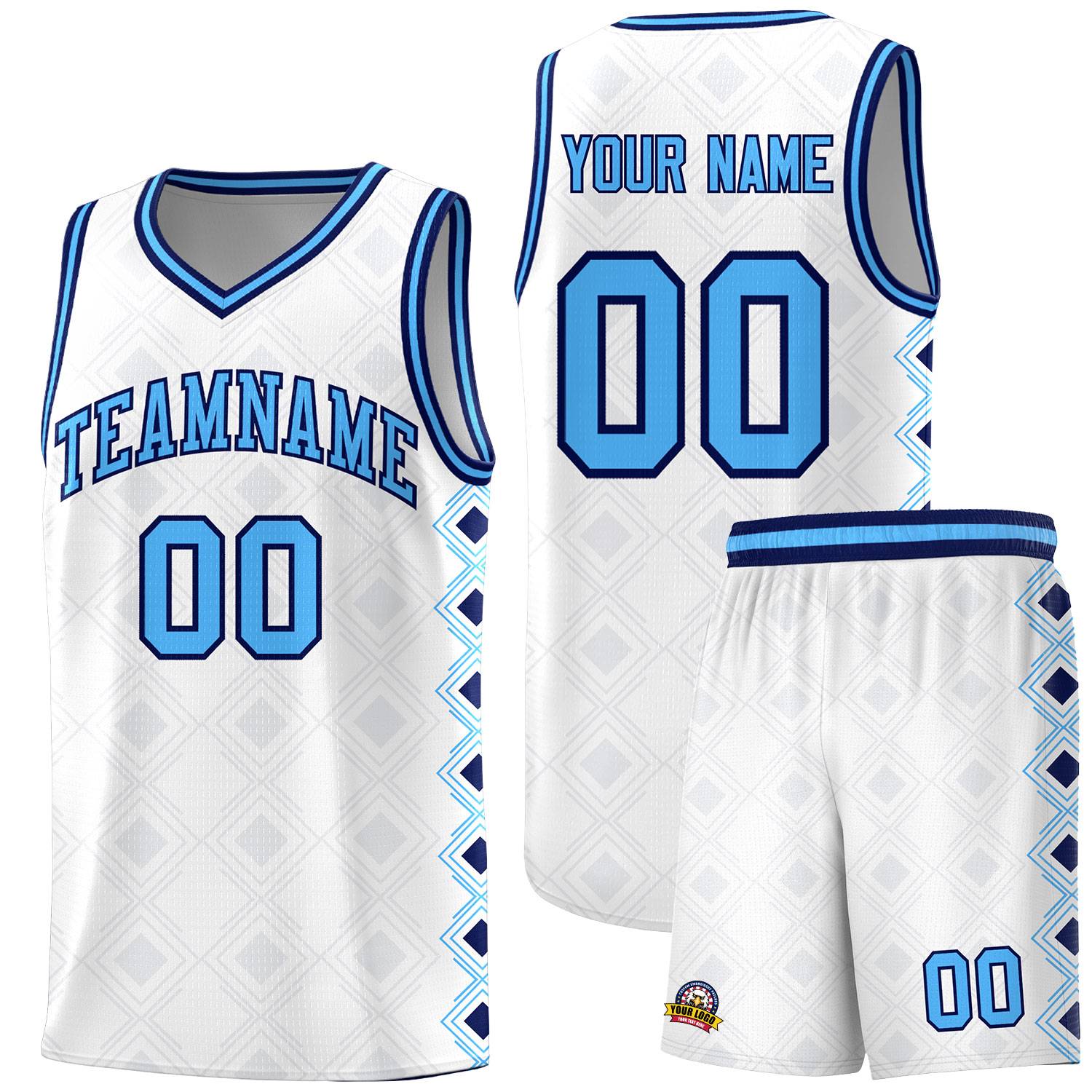 Custom White Side Blocks Sports Uniform Basketball Jersey