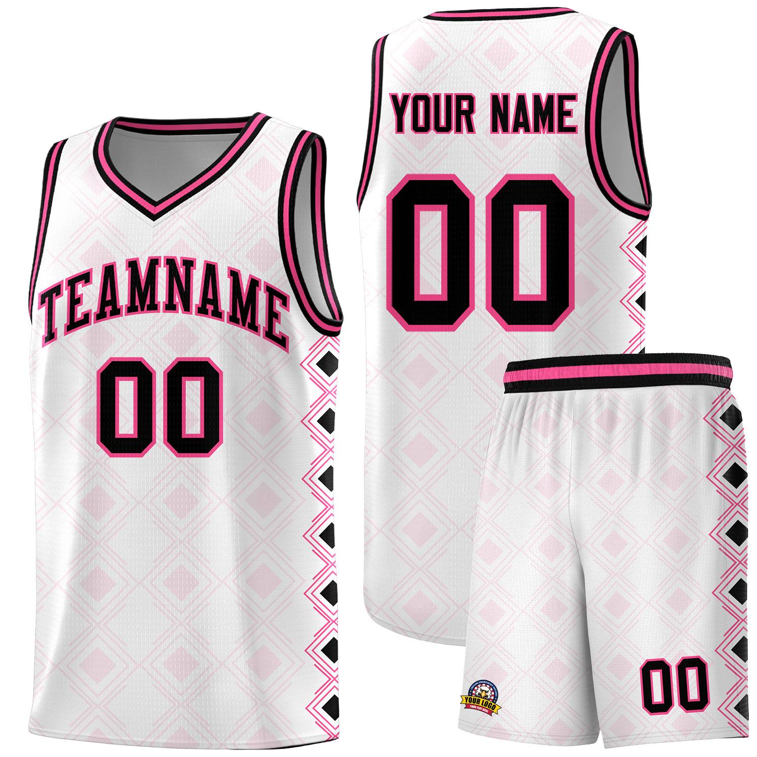 Custom White Side Blocks Sports Uniform Basketball Jersey
