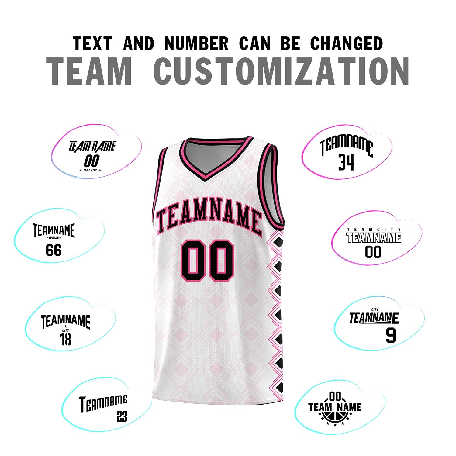 Custom White Side Blocks Sports Uniform Basketball Jersey