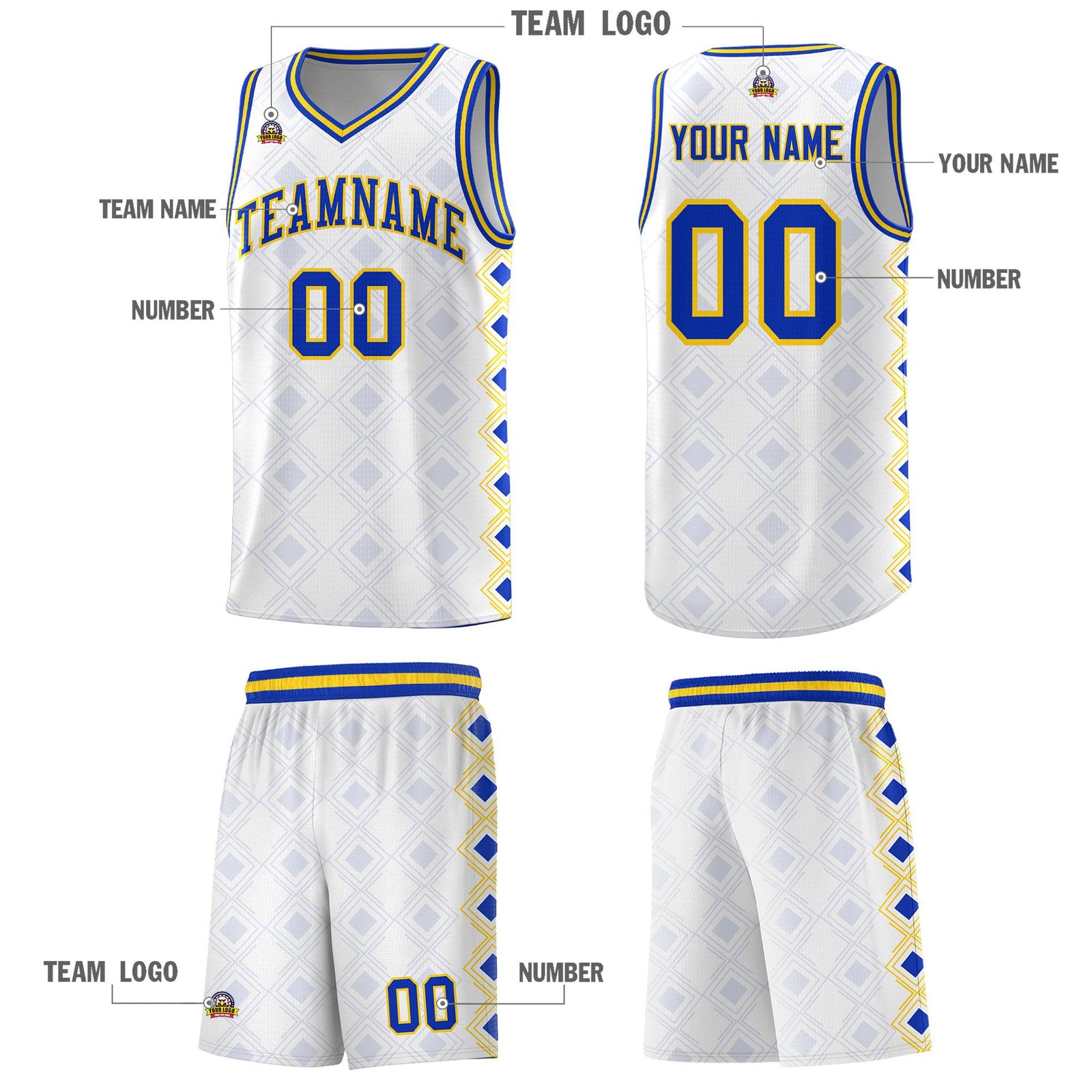 Custom White Side Blocks Sports Uniform Basketball Jersey