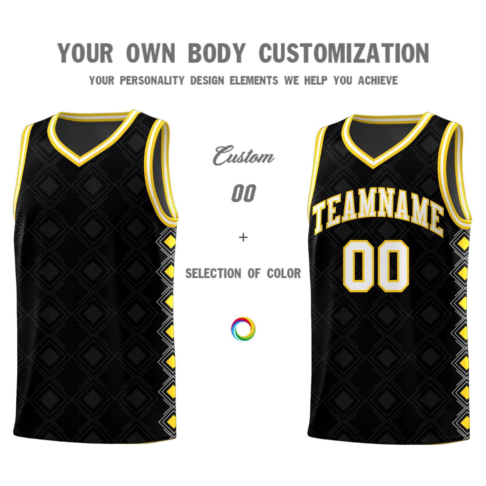 Custom Black Side Blocks Sports Uniform Basketball Jersey