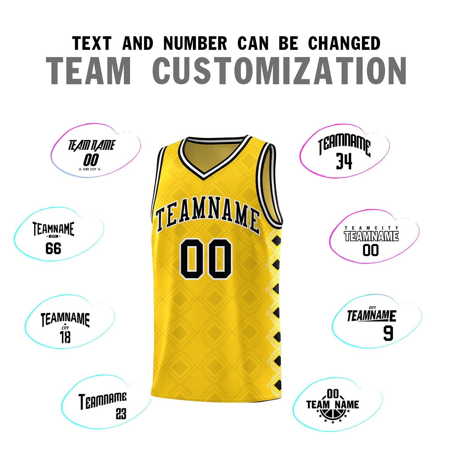 Custom Gold Side Blocks Sports Uniform Basketball Jersey