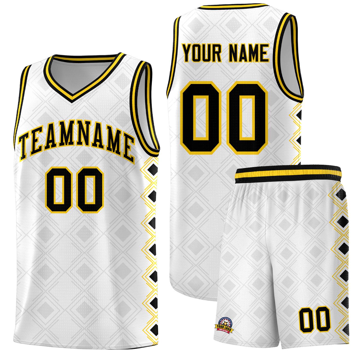 Custom White Side Blocks Sports Uniform Basketball Jersey