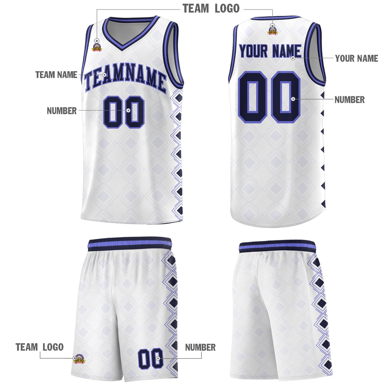 Custom White Side Blocks Sports Uniform Basketball Jersey