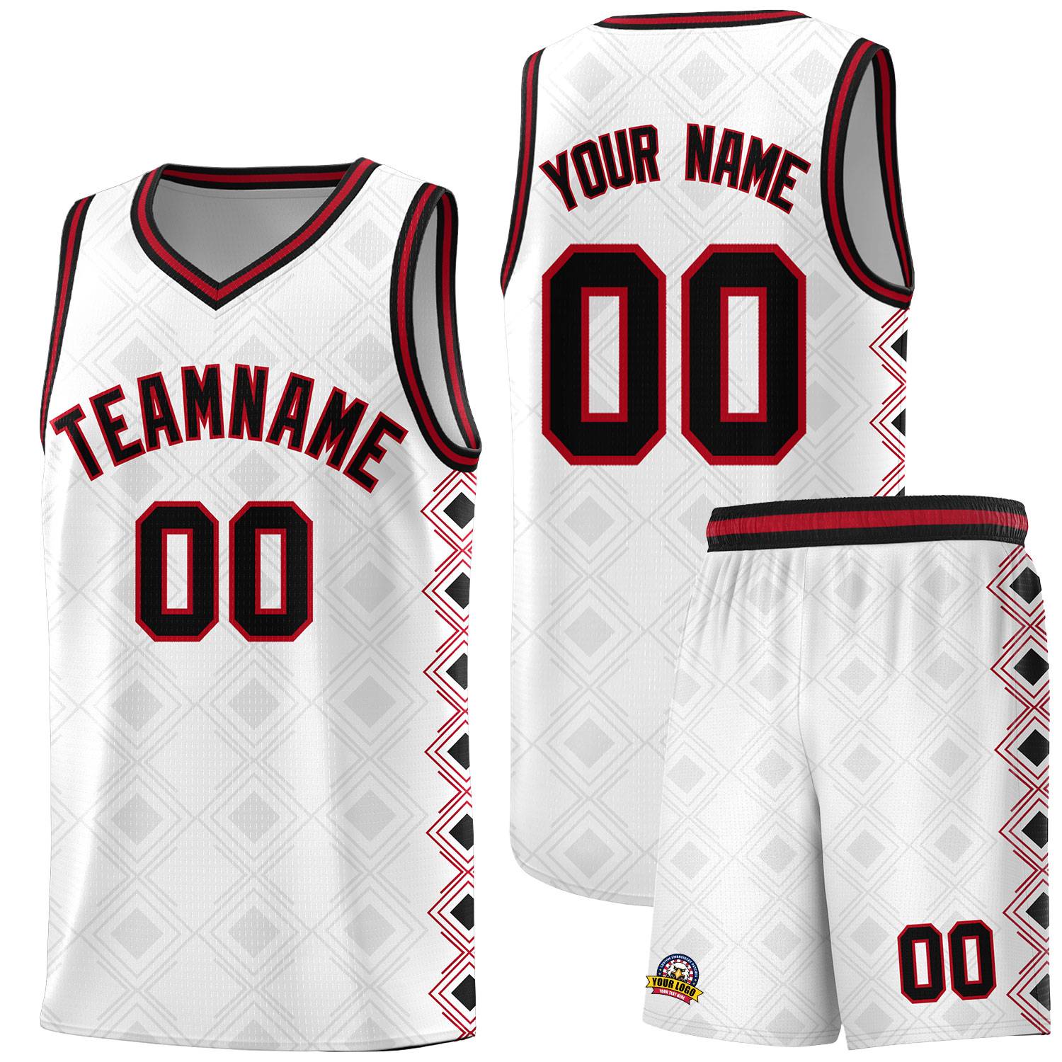 Custom White Side Blocks Sports Uniform Basketball Jersey