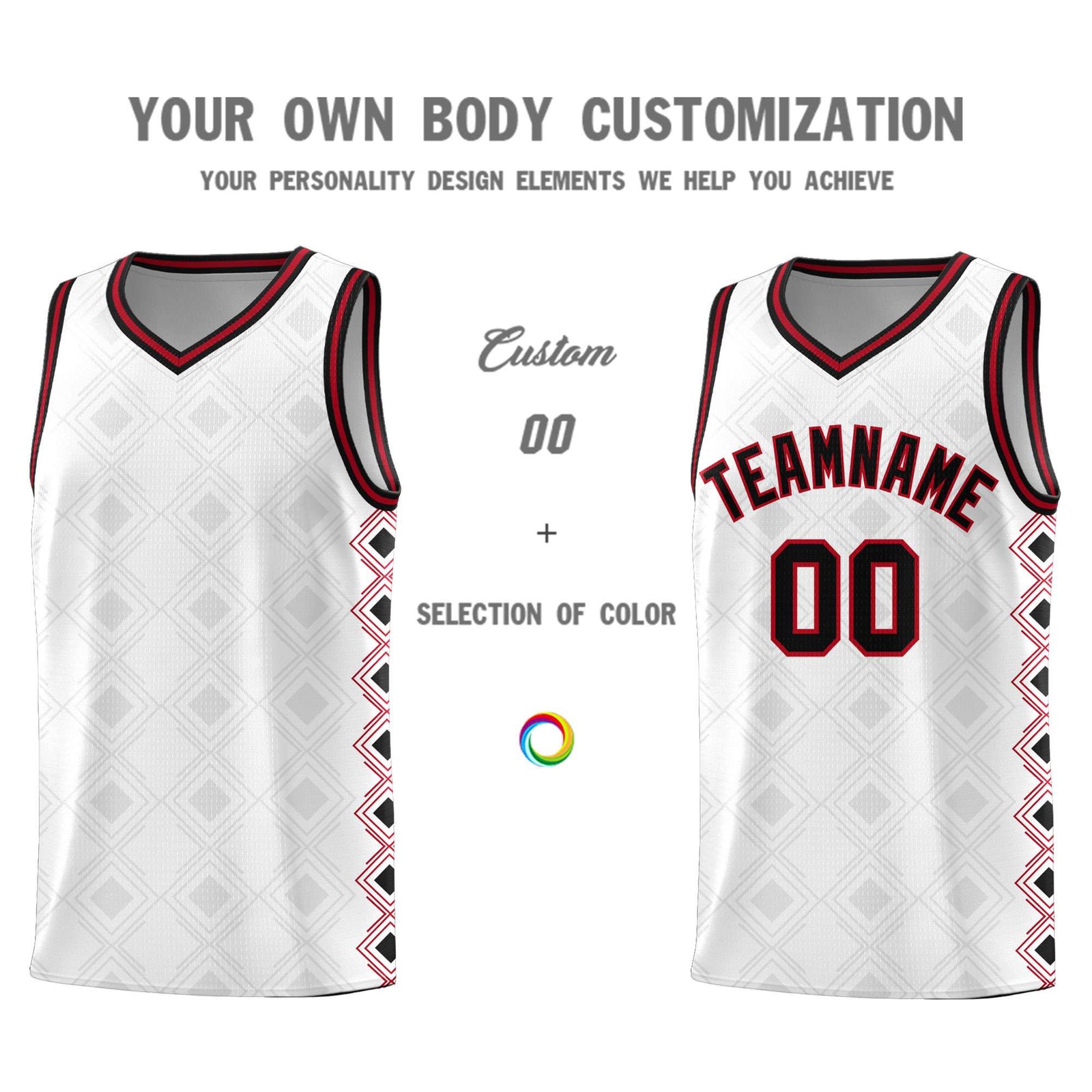 Custom White Side Blocks Sports Uniform Basketball Jersey